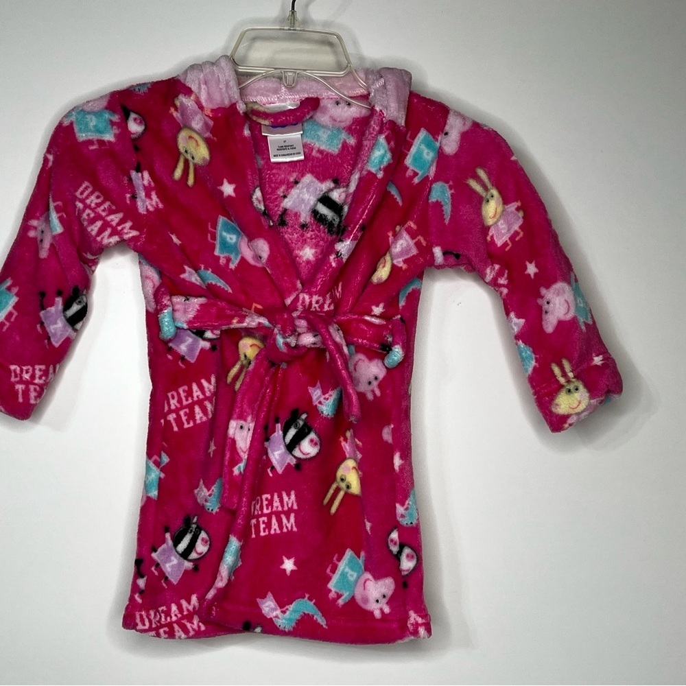 Peppa Pig Toddler Girls Hooded Robe Flame Resistant Sleepwear Size 2T Pink